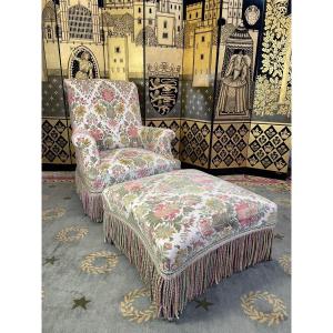 Fauteuil - Duchesse Brisée En Velours De Gêne 