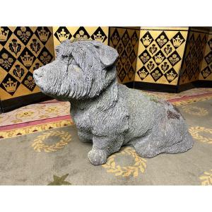 Signed Reconstituted Stone Dog