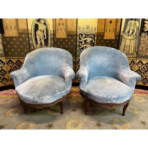 Pair Of Louis XV Toad Armchairs