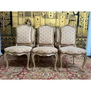 Suite De 6 Chaises De Style Louis XV Jean Mocque 