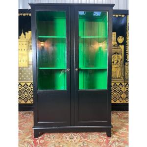 Armoire - Vitrine - Bibliothèque D’école En Chêne Noir 