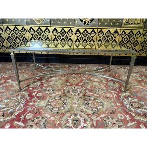 Neoclassical Coffee Table Metal Brass And Glass