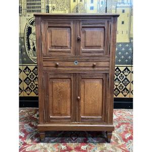 Louis XVI Style Entrance Cabinet In Solid Oak 1900