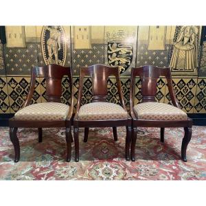 3 Mahogany Gondola Chairs