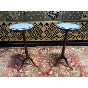 Pair Of Louis XVI Style Tripod Pedestal Tables