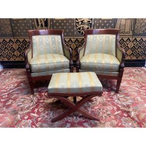 Pair Of Armchairs - Bergères Empire/restorations 