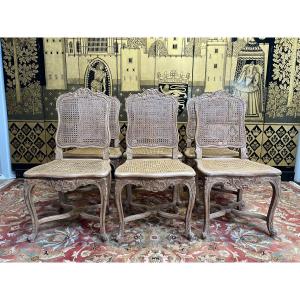 Suite De 6 Chaises De Style Louis XV - Régence Cannées 