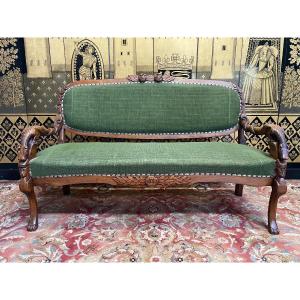 Sofa - Empire Style Bench In Carved Wood 