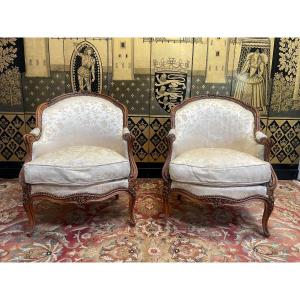 Pair Of Armchairs - Louis XV Style Bergeres