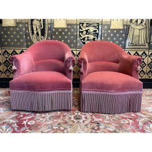 Pair Of Napoleon III Style Toad Armchairs