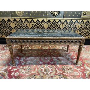 Louis XVI Gold And Green Marble Coffee Table 
