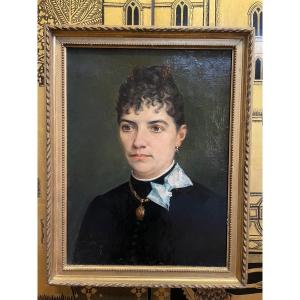 Portrait Of Woman Oil On Canvas 