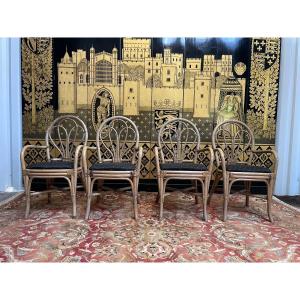 Suite Of 4 Chairs - Rattan Armchairs 