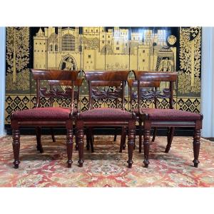 Suite Of 6 English Chairs - Napoleon III Mahogany 