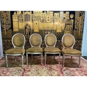 Set Of 4 Louis XVI Style Medallion Chairs