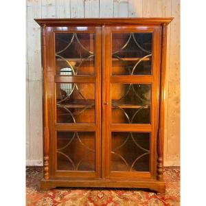Bibliothèque - Vitrine Anglaise En Acajou Et Laiton 