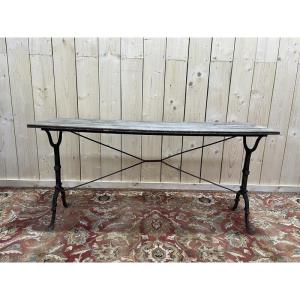 Cast Iron Bistro Table With Wooden Top 