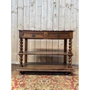Console - Desserte de style Louis XIII marbre griotte 