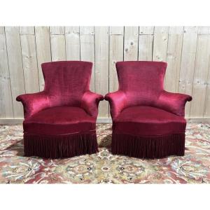 Paire de fauteuils crapauds Napoléon III