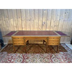 Louis XVI Style Double Mahogany Desk With 8 Legs