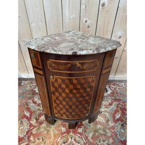 Louis XVI Period Marquetry Corner Cabinet 
