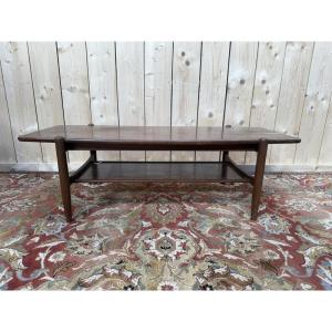 Table basse scandinave en acajou à double plateau 