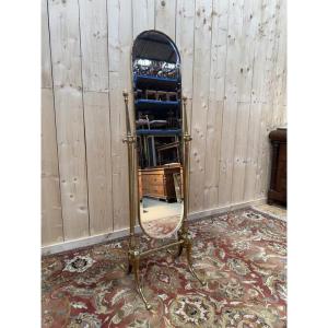 Miroir Psyché en laiton néoclassique 