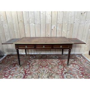 Louis XVI Style Desk In Mahogany And Brass Trim 