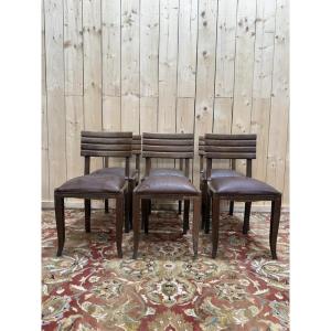 Suite de 6 chaises 1950 attribué à Gaston Poisson