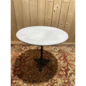 Round Bistro Table With Cast Iron And Marble Legs 