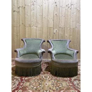 Paire de fauteuil crapaud époque Napoléon III