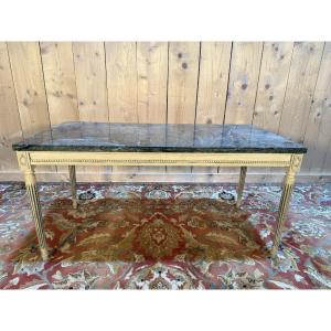 Louis XVI Style Painted Coffee Table And Green Marble