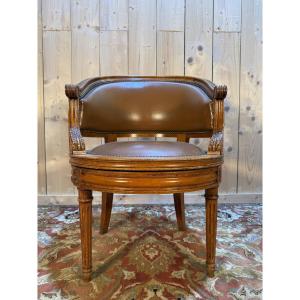 Fauteuil de bureau pivotant - tournant de style Louis XVI