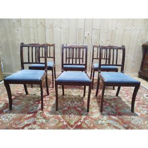 Set Of 6 English Chairs With Barrettes