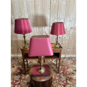 Série de 3 lampes en bronze Louis XV