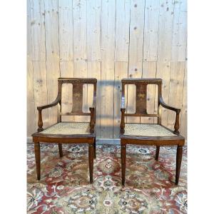 Pair Of Art Deco Period Cane Armchairs
