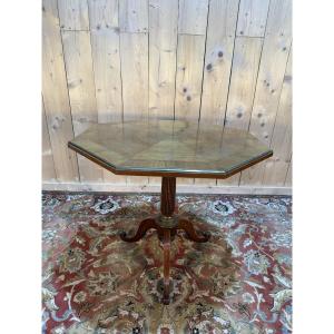 Guéridon tripode plateau sculpté