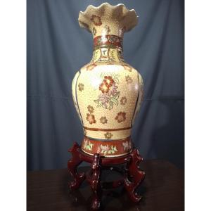 Grand vase chinois polychrome
