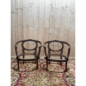 Paire de fauteuils "Marquise" de style Louis XVI