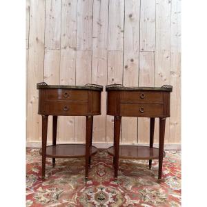Pair Of Oval Louis XVI Style Bedside Tables 