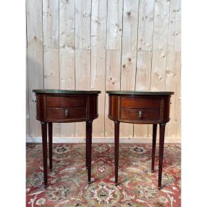 Pair Of Oval Louis XVI Style Bedside Tables
