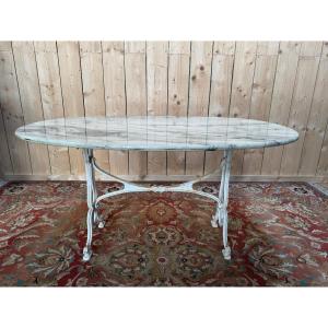 Table de bistrot style Art Nouveau en marbre 