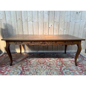 Table de ferme de style Louis XV en chêne 