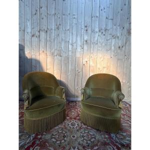Pair Of Napoleon III Style Crapaud Armchairs