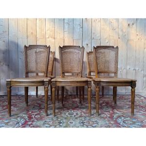 Suite Of 6 Louis XVI Style Wickerwork Chairs