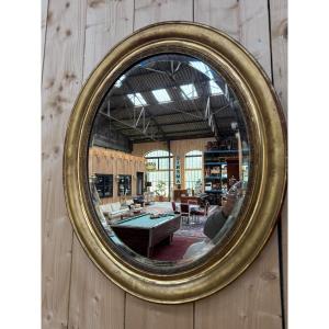 Gilded Oval Mirror Napoleon III Period