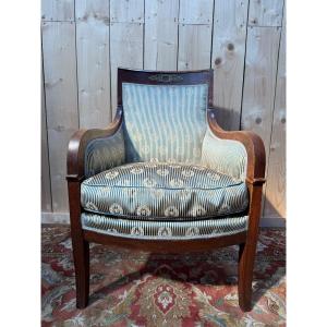 Empire Period Armchair - Bergère In Silk