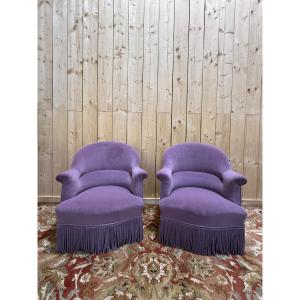 Pair Of Napoleon III Style Crapaud Armchairs