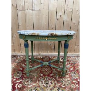 Louis XVI Style Oval Pedestal Table Painted With Marble