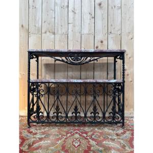 Console en fer forgé et marbre